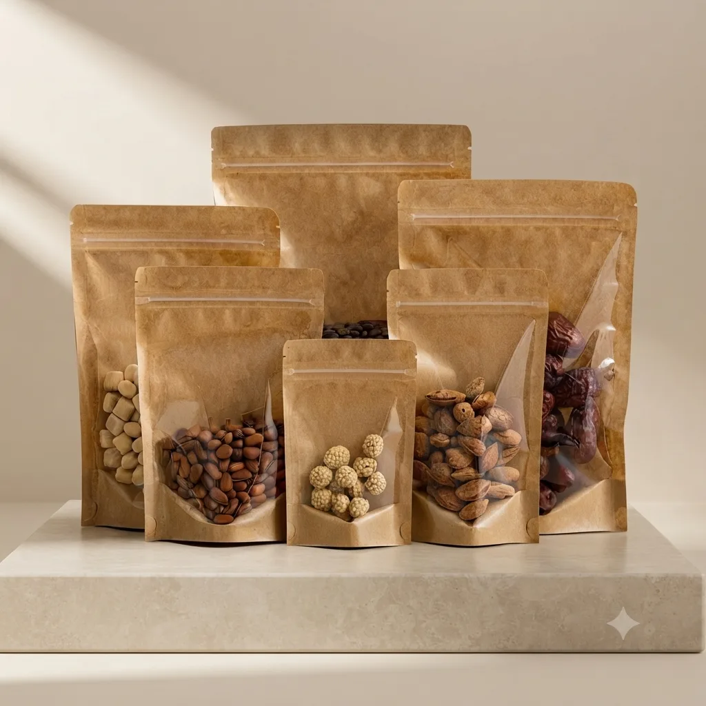 Brown Kraft - Transparent Front Pouch